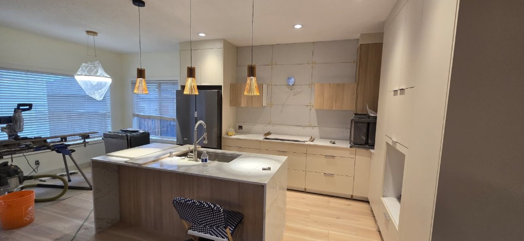 Home interior remodeling with modern lighting